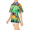 LA LEELA Women's Swim Summer Vacation Button Down Short Sleeve Overshirt Summer Hawaiian Shirts Blouse Tops For Women - 3 of 4