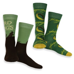 Lord Of The Rings Socks Men's Ring Adventure Design Adult Mid Calf Crew Socks 2 Pair Multicolored - 1 of 4