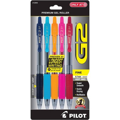 Pilot 5pk G2 Gel Pens Fine Point 0.7mm Multicolored Ink