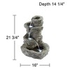 Rock Cascade 22" High Large Zen Rustic Outdoor Decor Gray Faux Stone Floor Fountain with Light LED Waterfall Outside Garden Patio - 4 of 4