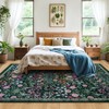 Itopfox Floral Washable Vintage Soft Boho Non-Slip Carpet Indoor Floor Stain Resistant Carpets for Bedroom Dining Room Farmhouse Home Dark Green - 3 of 4