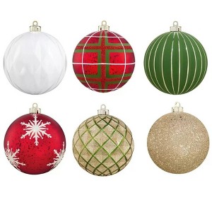 CG Hunter Holiday 6-Piece Shatter Resistant 6-inch Ornaments Red/Green - 1 of 3