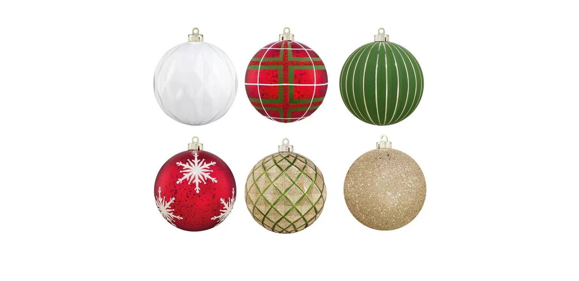 CG Hunter Holiday 6-Piece Shatter Resistant 6-inch Ornaments Red/Green