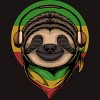 Men's Design By Humans Sloth Rasta a Wearing Headphones By kai2day T-Shirt - 2 of 4