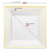 Smarty Had A Party 9.5" White w/ Gold Square Plastic Dinner Plates - 120 pcs - 3 of 4