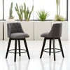 25" Swivel Dining Chairs Set of 2, Counter Height Linen Upholstered Barstools with Button Tufted Back, Solid Wood Frame for Kitchen, Breakfast Bar - 2 of 4