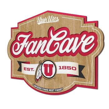 NCAA Utah Utes Fan Cave Sign - 3D Multi-Layered Wall Display, Official Team Logo, Ready to Hang