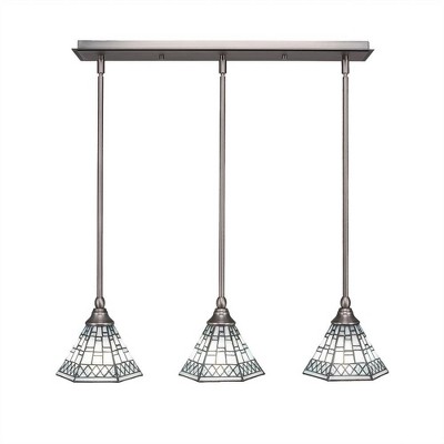 Toltec Lighting Any 3 - Light Chandelier in  Brushed Nickel with 7" Pewter Art Glass Shade