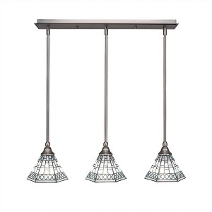 Toltec Lighting Any 3 - Light Chandelier in  Brushed Nickel with 7" Pewter Art Glass Shade - 1 of 1