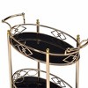 Royal Hampton Metal Framed Serving Cart with Tempered Glass Top and Open Bottom Shelf, Gold and Black - 4 of 4