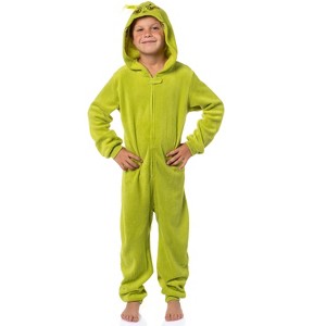 Seven Times Six Dr. Seuss GRINCH Who Stole Christmas Hooded Costume Pajama Union Suit Green - 1 of 4