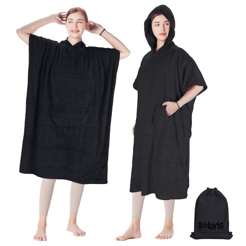 Surf Poncho Changing Robe with Hood and Pocket Microfiber Changing Towel  Poncho for Surfing Beach Swimming Outdoor Sports (Black) : :  Sports & Outdoors