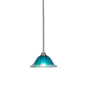 Toltec Lighting Paramount 1 - Light Pendant in  Brushed Nickel with 10" Teal Crystal Shade - 1 of 1