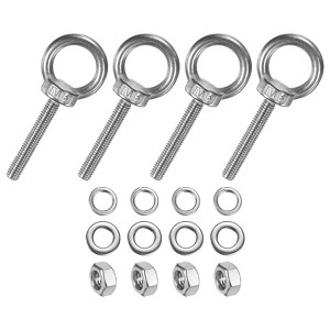 Unique Bargains Stainless Steel Durable Rust-Resistant Eyebolts with Nuts Washers Male Screw for Fastening 10 Pcs - 1 of 4