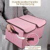 Foldable Fabric Storage Box with Double-Lid & Dividers, Large Organizer for Home, Closet, Office(Pink) - 4 of 4