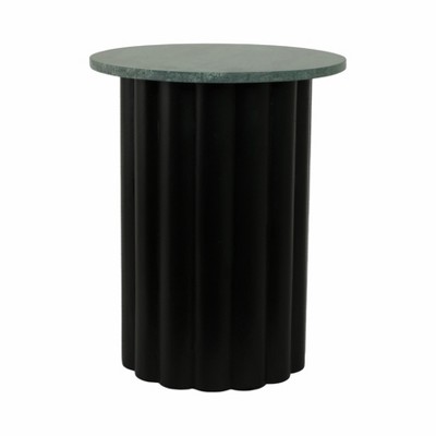 Mango Wood & Marble Accent Table - Round Casual Home End Table for Living Room, Bedroom & Office - Modern Decorative Side Table - 20" Black