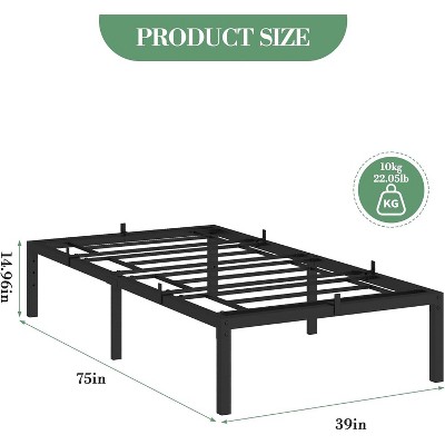 Full/Queen/King Metal Bed Frame – 6"/8"/10"/12"/14"/16" Platform, Heavy Duty Steel Slat Support, No Box Spring Needed, Easy Assembly, Black
