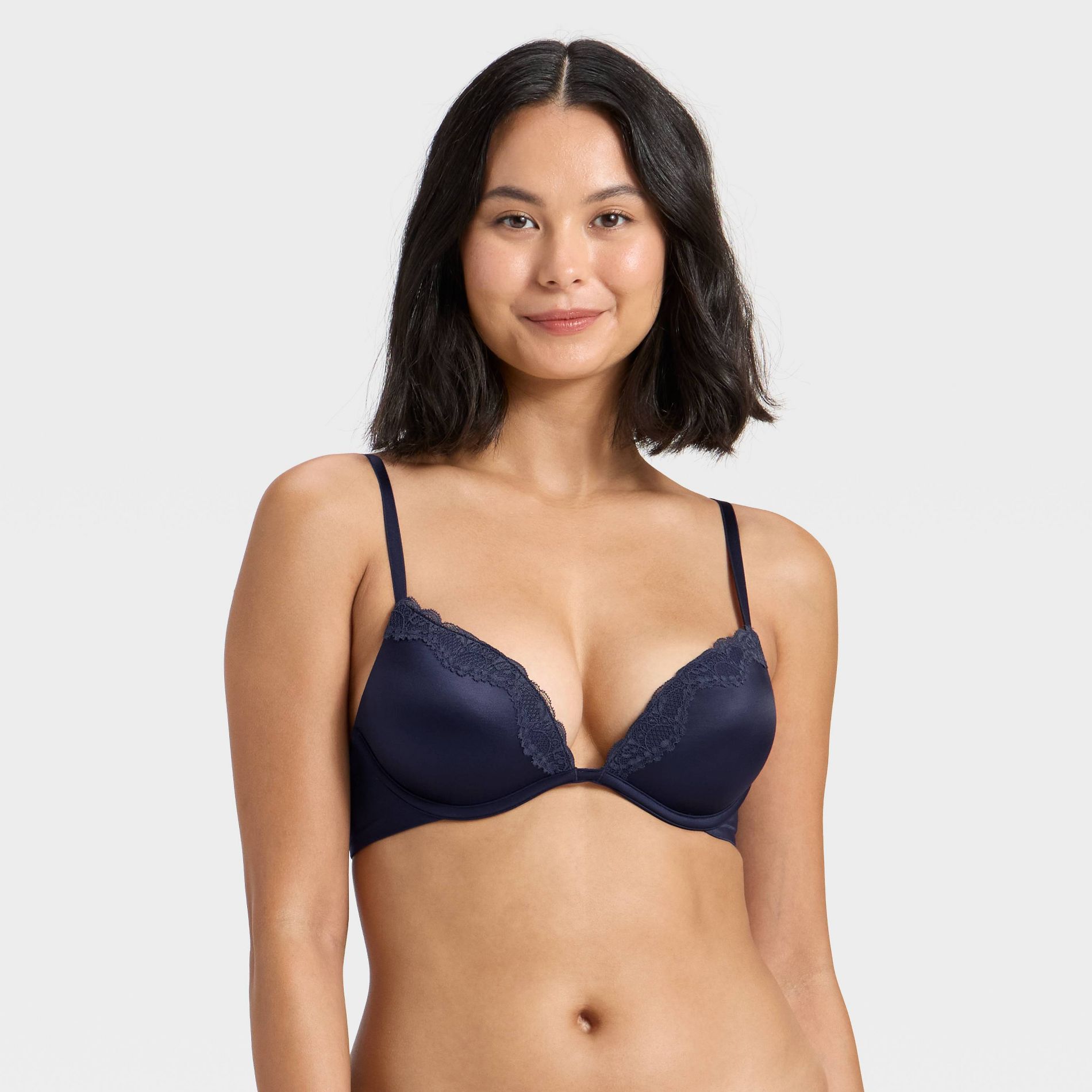 Women's Lace Trim Super Push-Up Bra - Wild Fable™ Dark Navy Blue 36B
