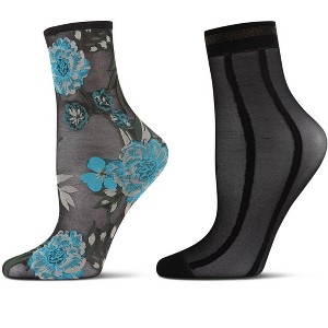 MeMoi Women's 2 Pair Pack Fashion Anklets Black-Nude 9-11 - 1 of 1