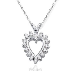 Pompeii3 1/2Ct Diamond Heart Pendant 14K Gold Necklace - 1 of 2