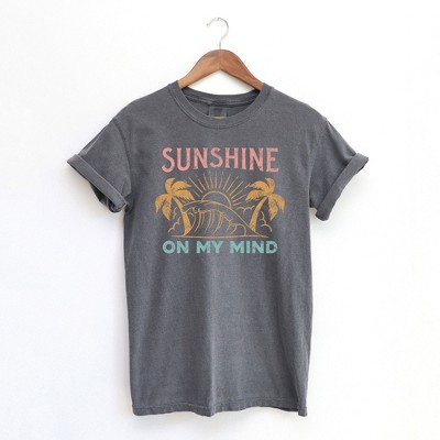 Simply Sage Market Women's Sunshine On My Mind Palm Trees Short Sleeve Garment Dyed Tee