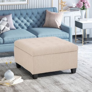 PAGED 31" Square Storage Ottoman Bench,End of Bed Bench with Button-Tufted Lid,Ottoman with Storange for Living Room,Entryway - 1 of 4