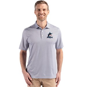 Miami Marlins Cutter & Buck Pike Eco Diamond Dot Print Recycled Mens Polo - 1 of 1