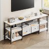 Homhougo 71" Modern-Industrial TV Stand with 2 Fabric Drawers, Entertainment Center for TVs Up to 75", Media Console with Storage Shelves, White - 2 of 4