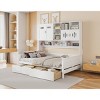 Full Size Platform Daybed, Storage Bed with Built-in Cabinet and Shelf and Drawers, Wood Frame Bookcase Bed for Bedroom-Baofuwish - 3 of 4
