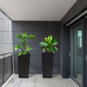 TUYOHW Faux Rattan Planters with Automatic Watering & Water Level Monitor,Flower Plant Pots for Garden,Patio,Porch,Backyard - 1 of 4