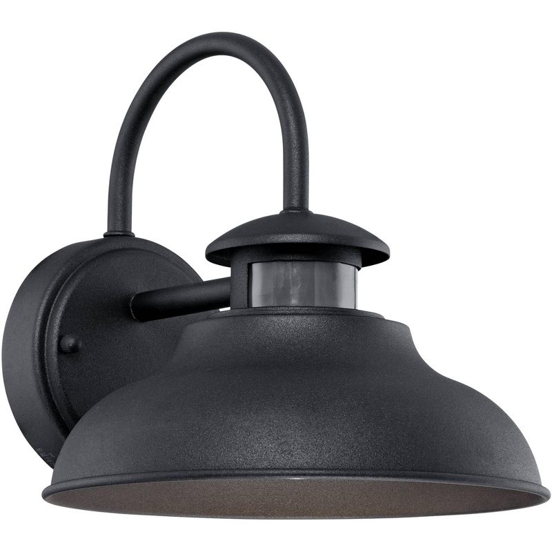 John Timberland Midland Industrial Outdoor Wall Light Fixture Black Motion Sensor Dusk to Dawn 9" for Post Exterior Barn Deck House Porch Yard Patio, 1 of 7