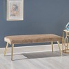Dining Bench, Upholstered Bench, Patterned Faux Plush, Tapered Gold-finished Iron Legs Upholstered Bench - 3 of 4