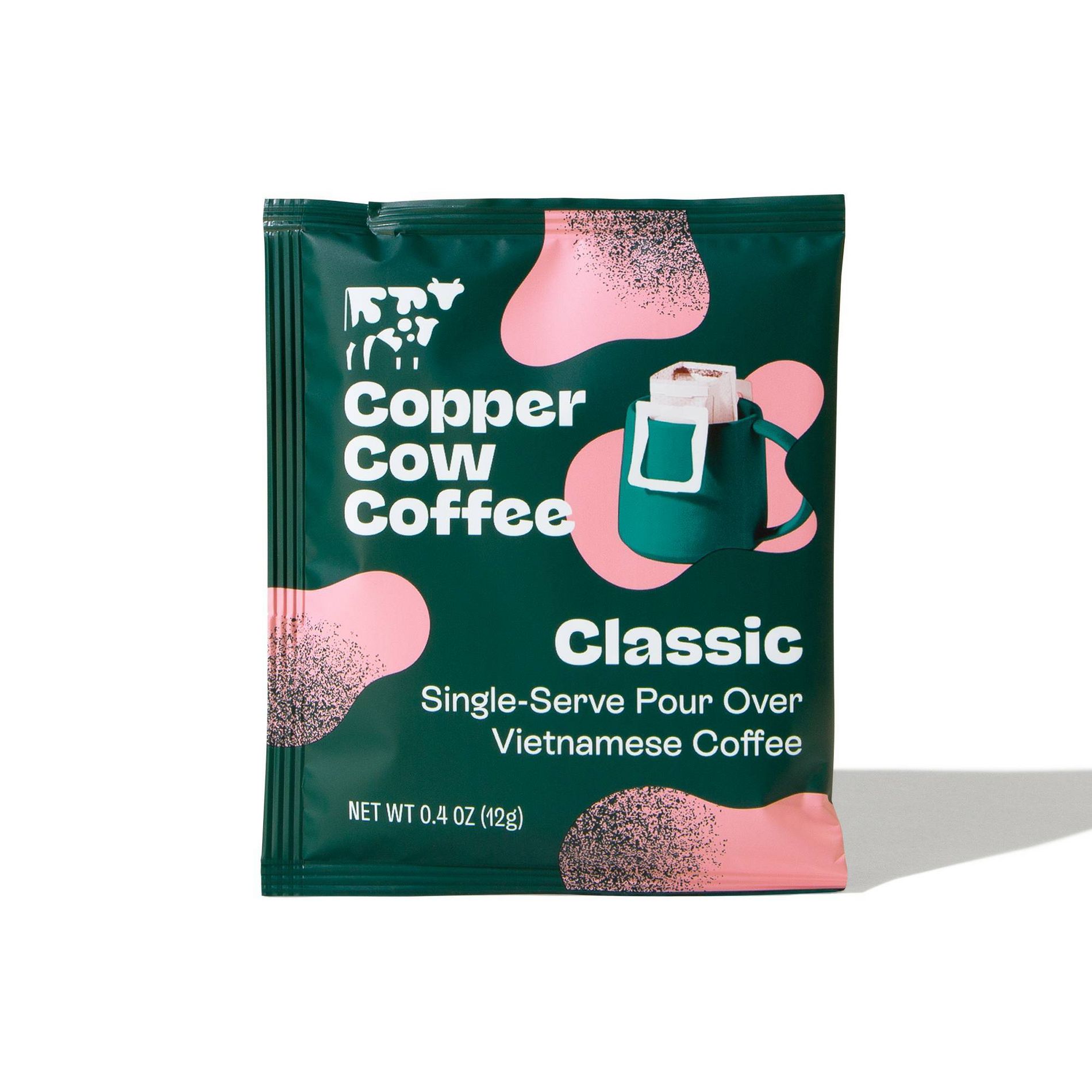 COPPER COW COFFEE Classic Single Serve Pour Over Ground Coffee - 0.4oz