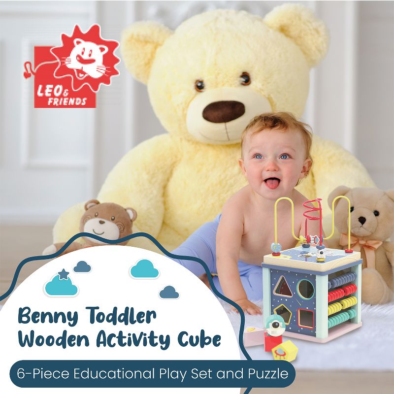 Leo & Friends Benny Toddler Wooden ActivityCube, 2 of 8