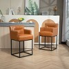 Bar Stools Set Of 2 Extra Tall Modern 36"Bar Stool,Square Bar Stool With Metal Frame Armrest Counter Stool With Backrest-Cuddlewood - 2 of 4