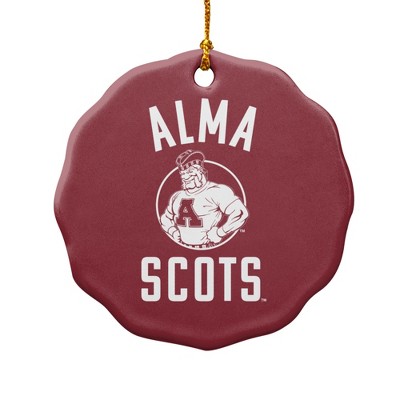 Alma College Scots Logo Porcelain Scalloped Holiday Christmas Tree Ornament
