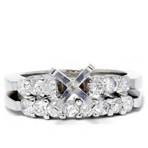 Pompeii3 3/4ct Diamond Engagement Matching Ring Setting Semi Mount - 1 of 4
