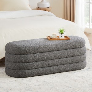 Gericco 49.2" Storage Ottoman Bench Upholstered Fabric Storage Bench for Bedroom End of Bed Aesthetic Large Oval Storage Ottoman - 1 of 4