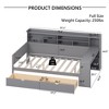 FURNIinspire Beds Wooden Full Size Daybed with Drawers Shelves and Study Desk for Bedroom or Study Room, Gray, 91.3"*64.9"*44.9" - 3 of 4