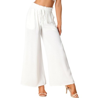 Allegra K Women's Casual High Waist Drawstring Loose Fit Pocket Wide Leg Pants