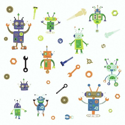 Robots Peel and Stick Wall Decal - RoomMates: Vinyl Self-Adhesive Decor for Kids', Modern Style, 33 Pieces