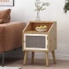 Okak Modern End Table with Storage Shelf and Drawer, Side Table with Sturdy Legs, Couch Table for Sofaside, Living Room, Bedroom, Natural+White - 3 of 4