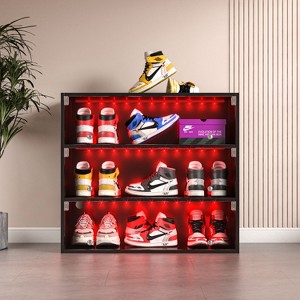 Kumasinova 2/3-Tier Shoe Box Shoe Storage Cabinet with Glass Door,Stackable Shoe Organizer with LED,Shoe Rack for Entryway,Bedroom,Living Room - 1 of 4