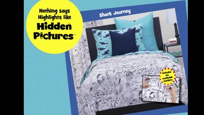 Twin Blue Shark Reversible Microfiber Comforter Set