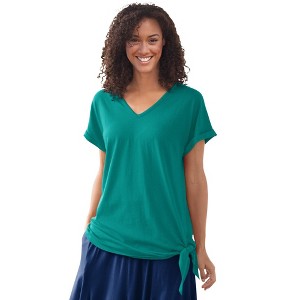 Woman Within Plus Size Side Tie Knit Tee - 1 of 4