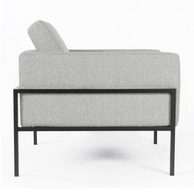 Gray Faux Leather and Metal Modern Accent Chair