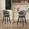 Zeus & Ruta Set of 2 Wingback 25" Swivel Bar Stools with Chenille Upholstery, Wood Legs  and Adjustable Height - 4 of 4