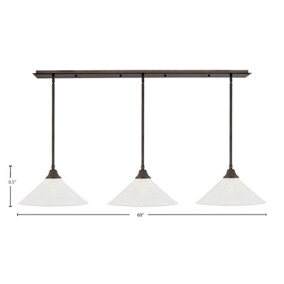 Toltec Lighting Stem 3 - Light Chandelier in  Bronze with 16" Gold Ice Shade