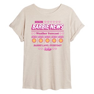 Women's - Barbie - Barbie Land New Weather Forecast Oversized Graphic T-Shirt - 1 of 4