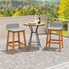 Tangkula Solid Acacia Wood Bar Stools Set of 2 Rattan Bar Height Patio Chairs for Porch - 2 of 4